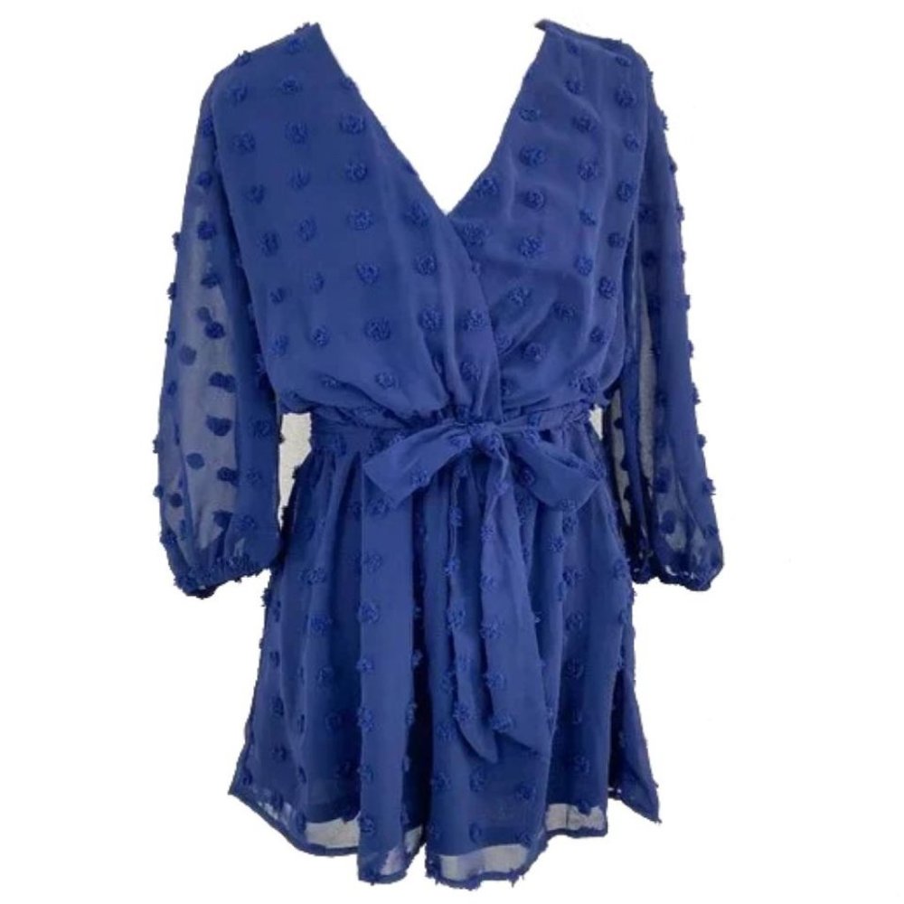 Navy Dot Mesh Romper
